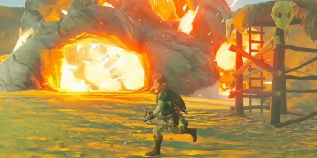 Botw link running from explosion Cropped