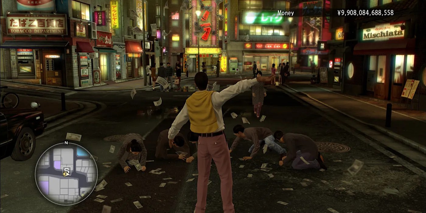 Kiryu Throwing Money in Yakuza 0