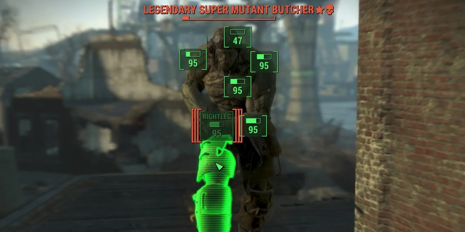 fallout 4 player using vats on a legendary super mutant