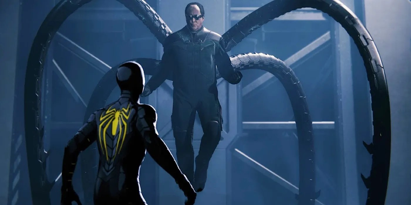 Spider-Man confronting Doctor Octopus