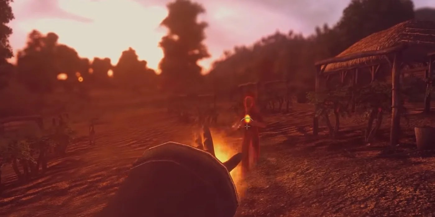 A mage casting a fireball
