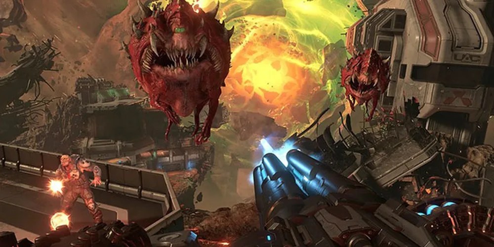 Doom Eternal Mini Gun Against Flying Units