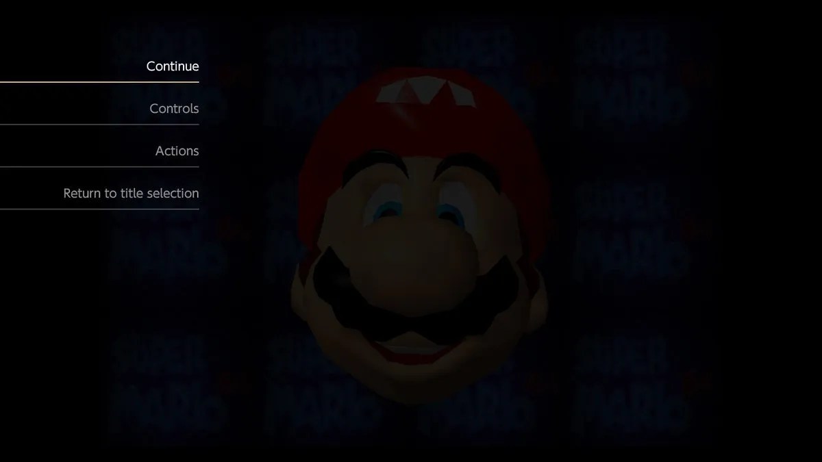 Super Mario 3D All-Stars In-Game Menu