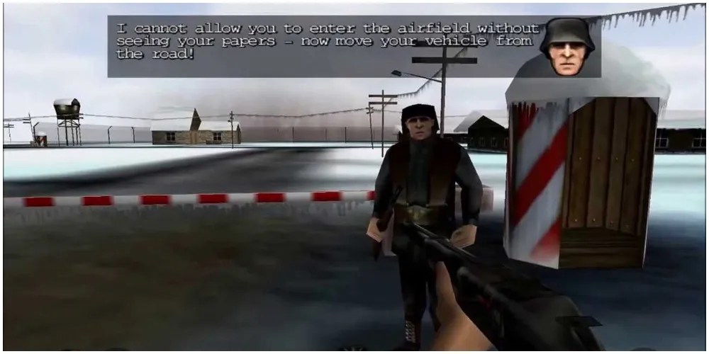 A player being stopped by a guard