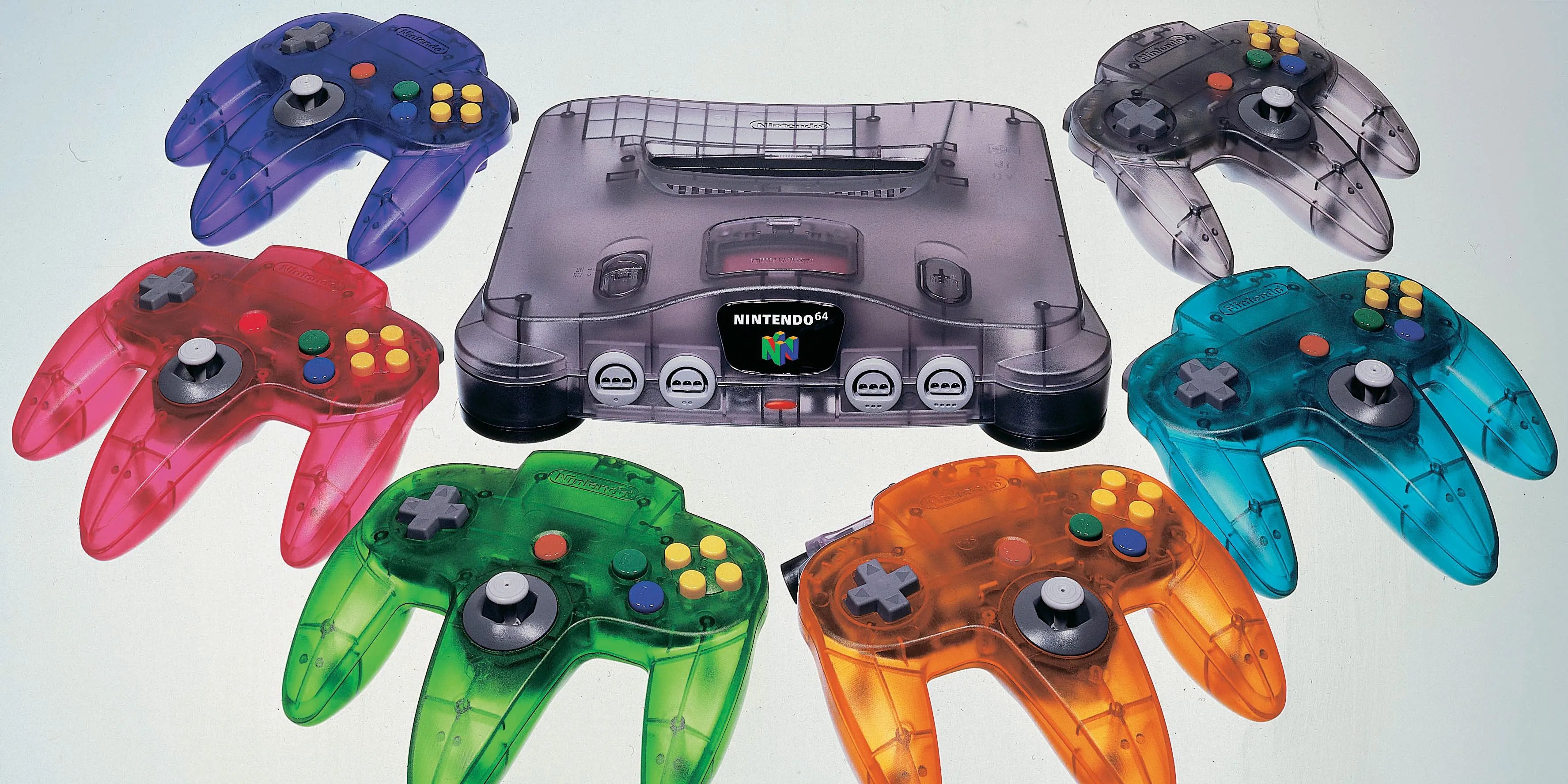 Nintendo N64 Different Color Controllers Console