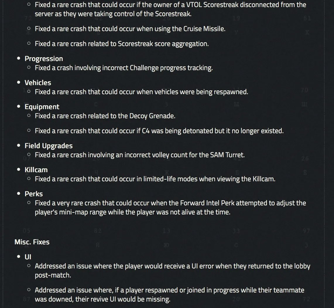 BOCW patch notes screenshot