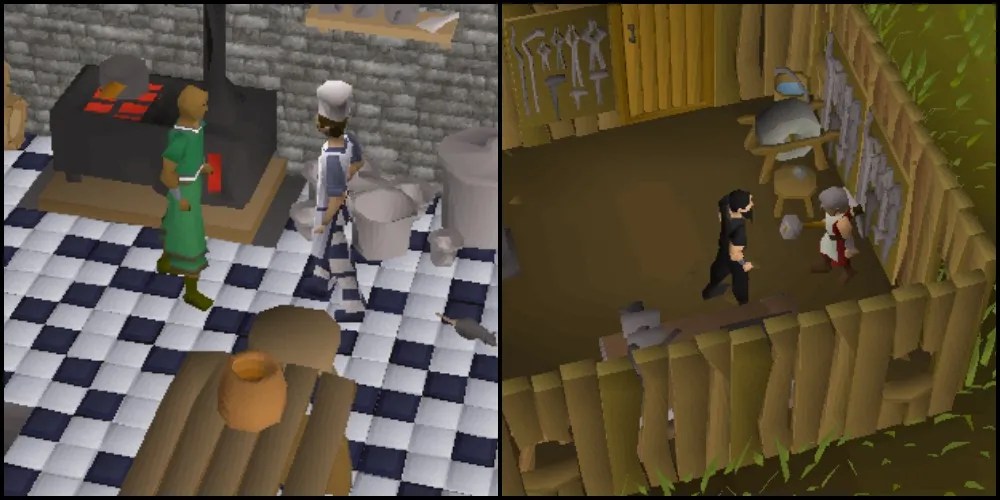 Screenshots from Cook&rsquo;s Assistant and Doric&rsquo;s Quest in Old School RuneScape