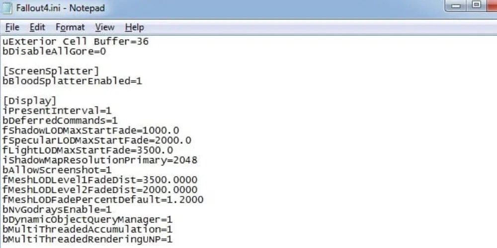 Fallout 4 INI file