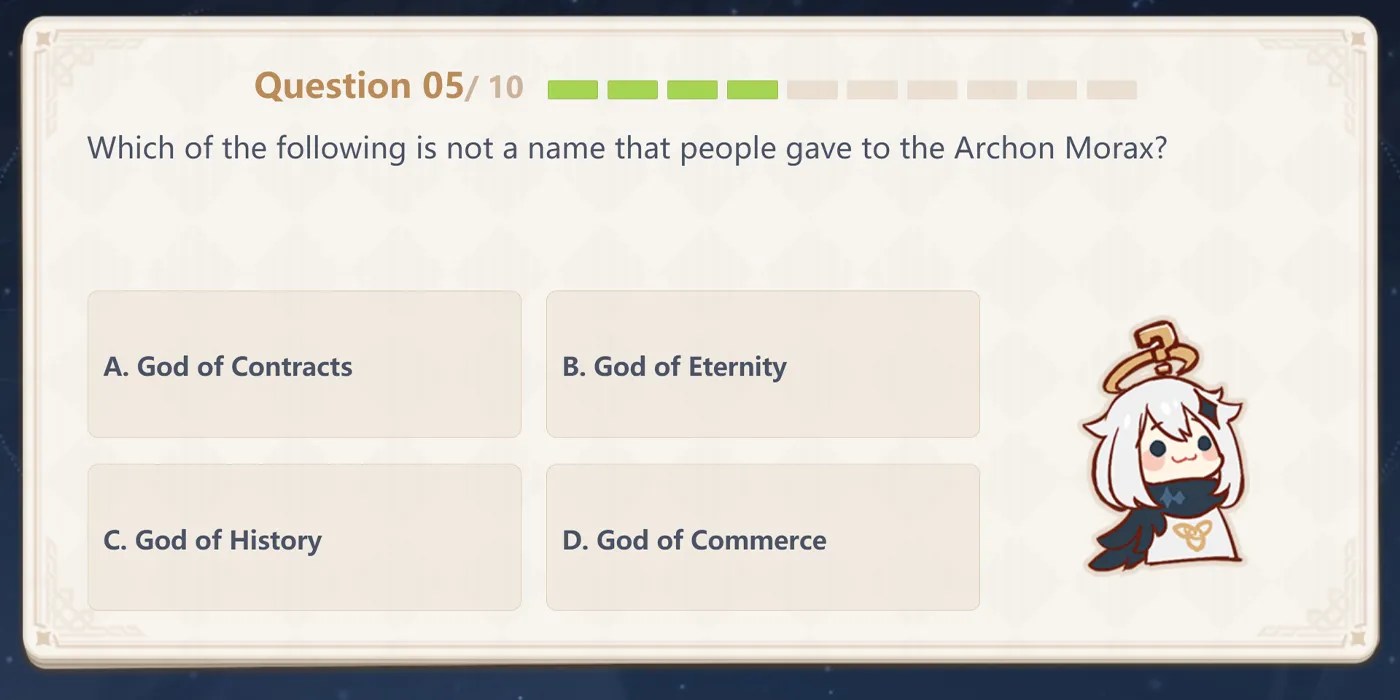 Question asking &quot;Which of the following is not a name that people gave to the Archon Morax?&quot;