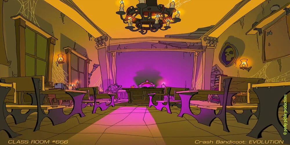 Crash Evolution - concept art of classroom