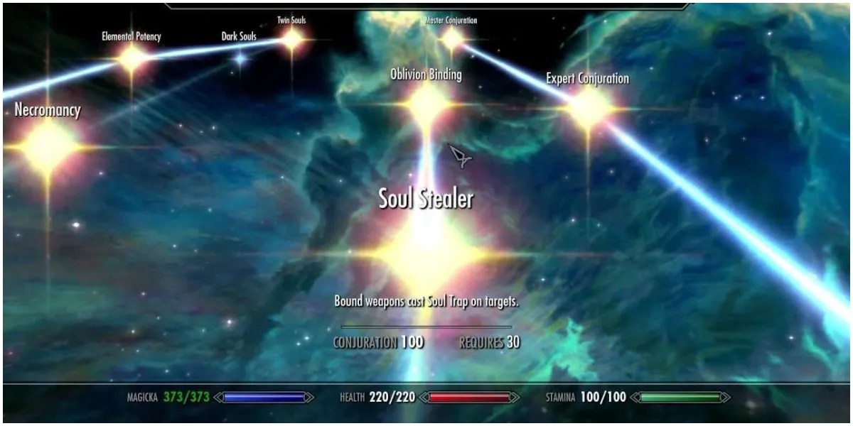 perk menu for one of the mage skills.