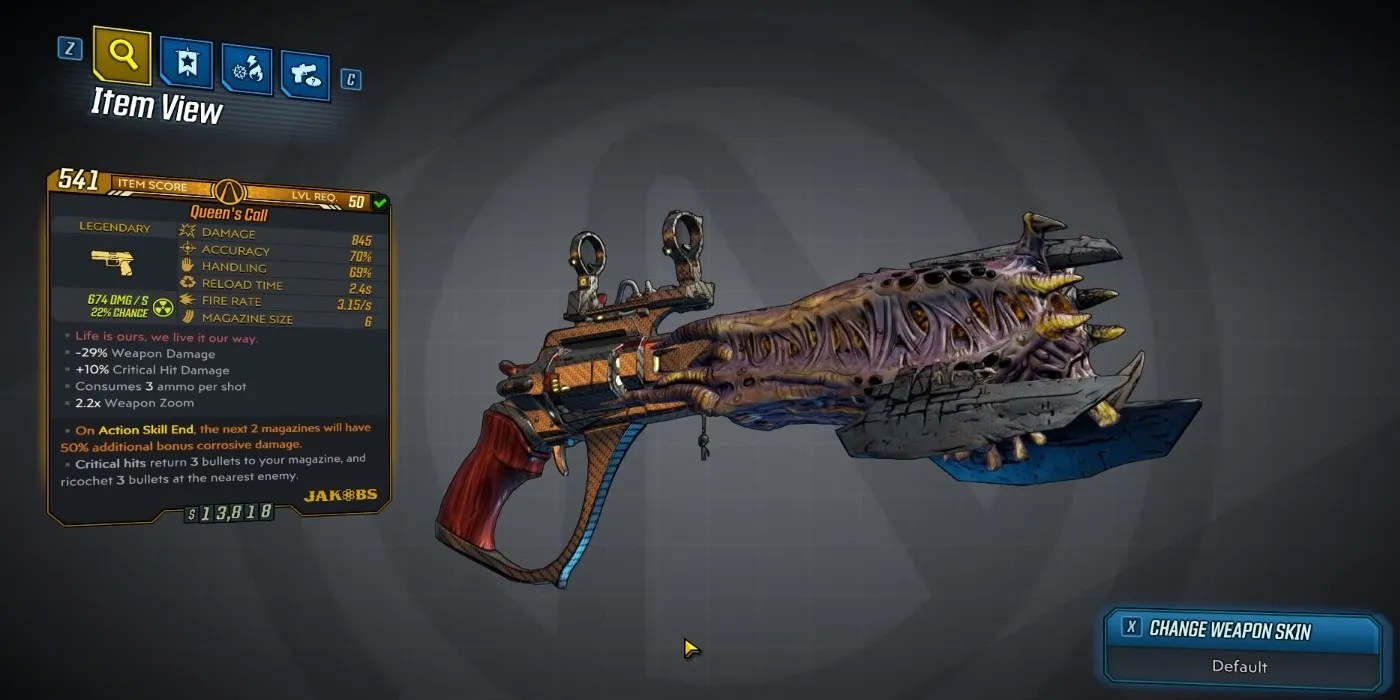 Borderlands 3 Queen’s Call Update Nerf statistics showing decrease damage output and fire rate