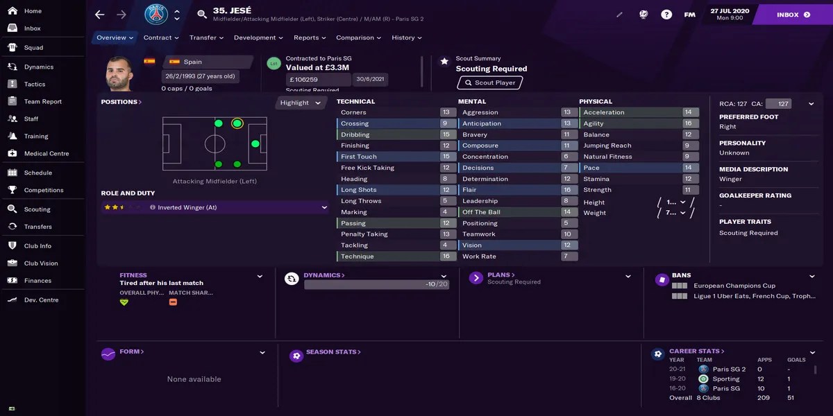 Football Manager 21 - Jese profile