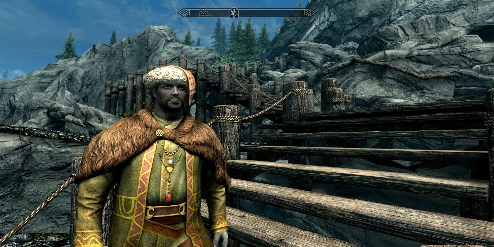 Skyrim Mod Kothringi Playable Race Fine Clothes Outside Solitude Clear Skies