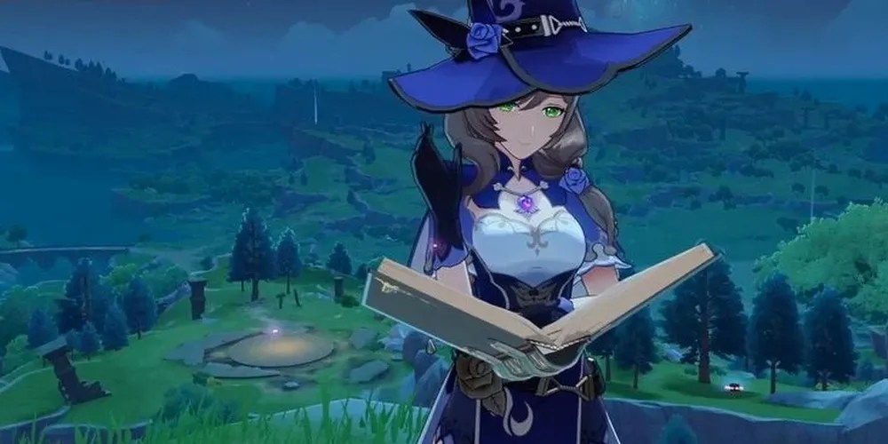 Genshin Impact Lisa standing with an open book