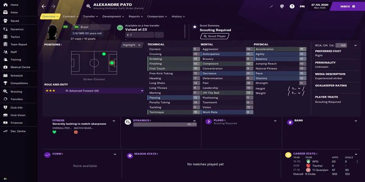 Football Manager 21 - Pato profile