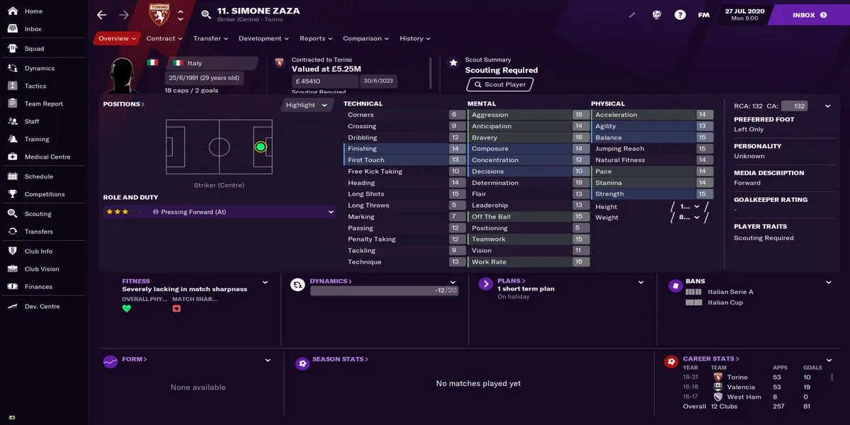 Football Manager 21 - Zaza profile