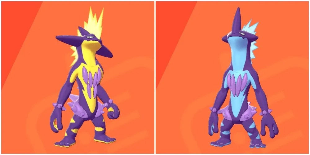 Toxtricity&rsquo;s two forms in the Pokedex