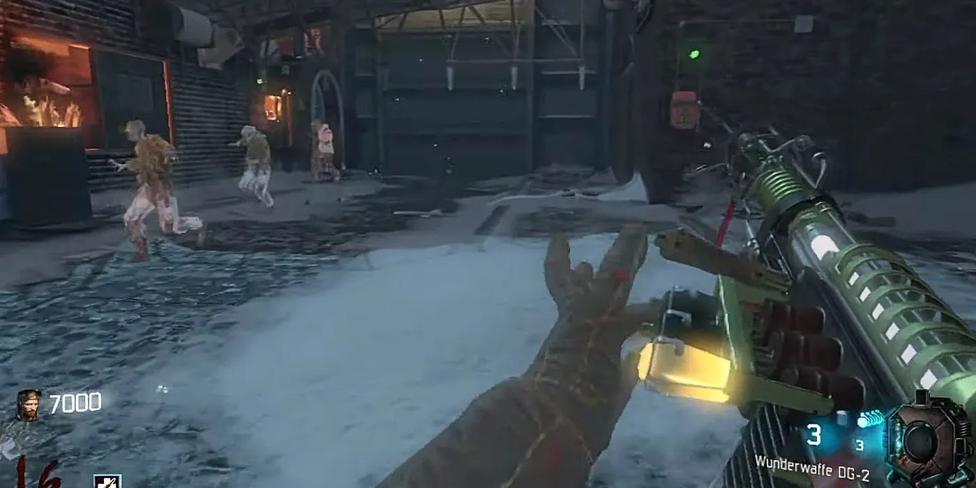 Call of Duty Wunderwaffe Reloading with zombies running nearby