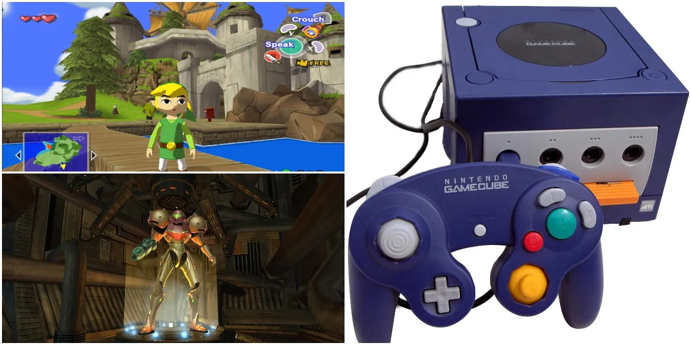 Nintendo GameCube Console with Wind Waker and Metroid Prime Gameplay