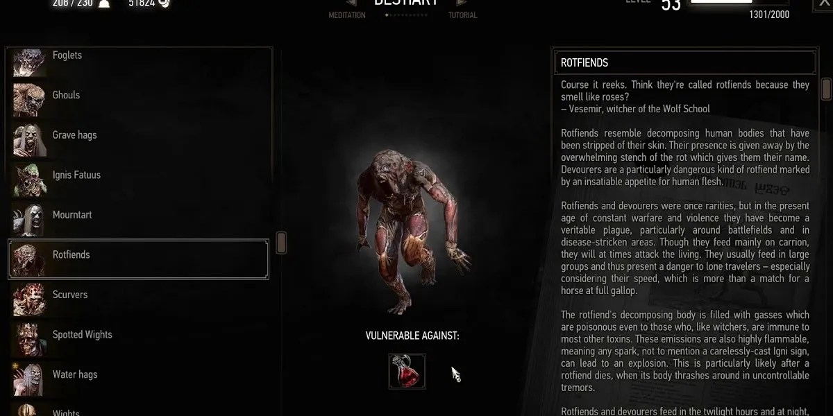 Beastiary page for Rotfiends