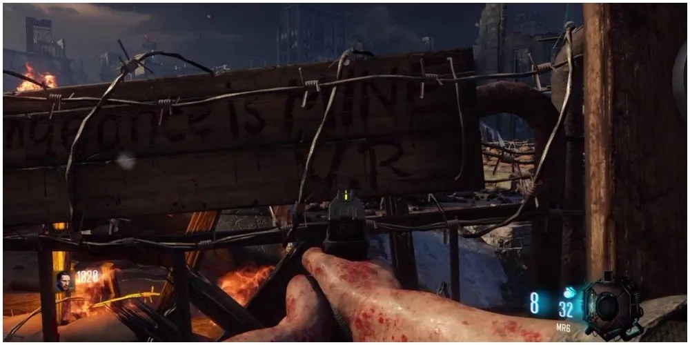 A sign with Reznov&rsquo;s initials on it