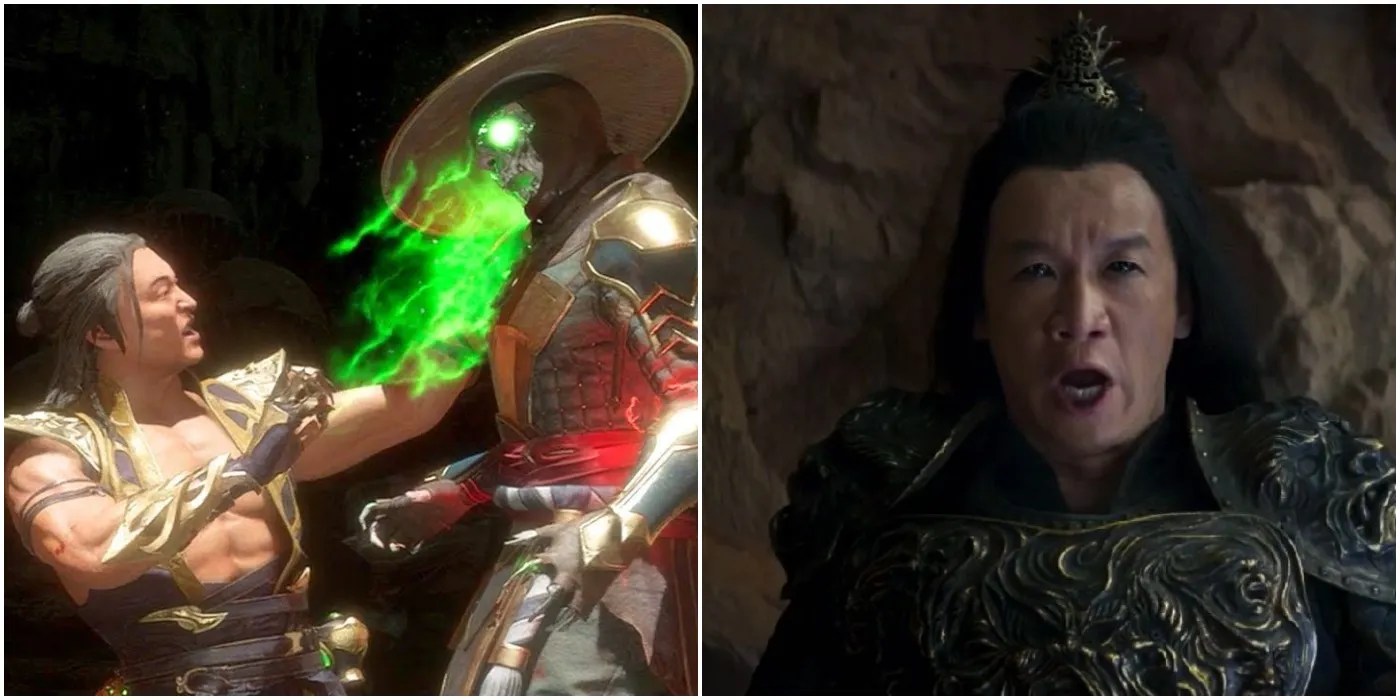 A Split Image Of Shang Tsung From Game &amp; Movie