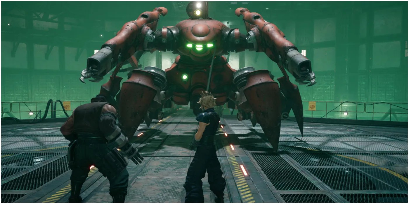A boss battle from from Final Fantasy VII Remake