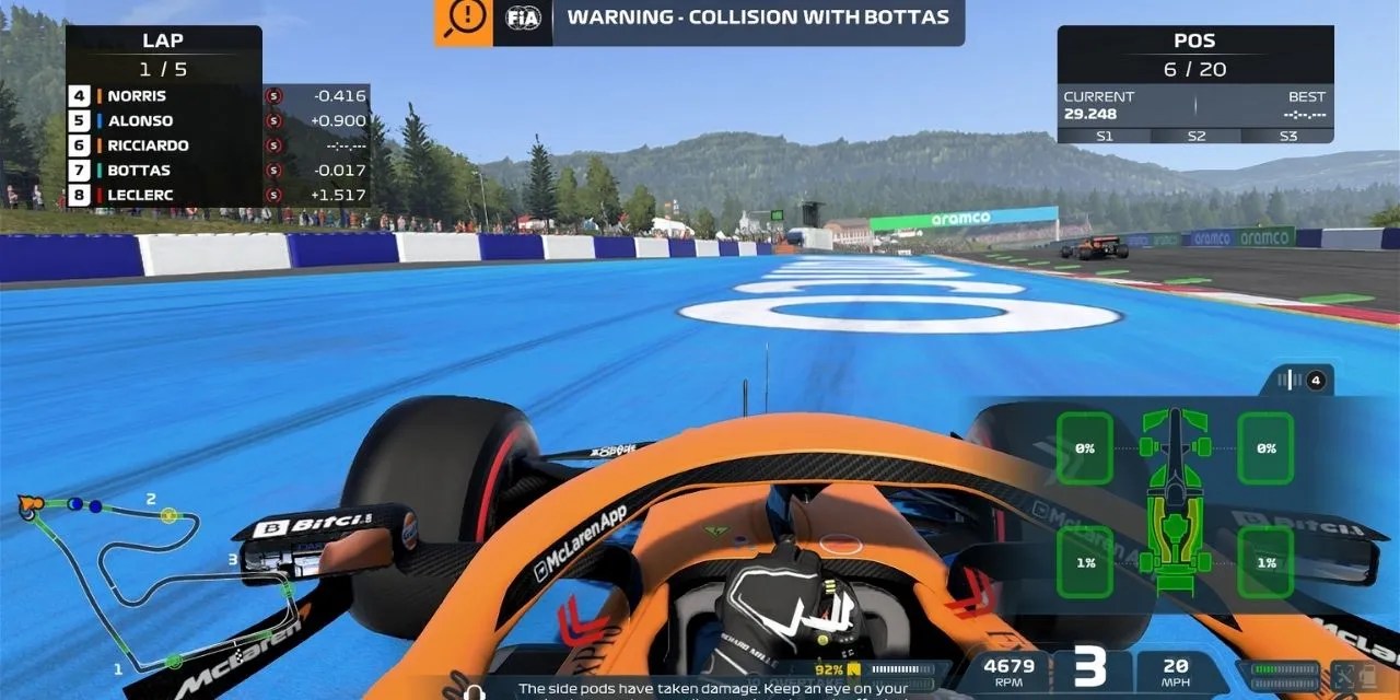 A picture of a busy HUD with info surrounding a car