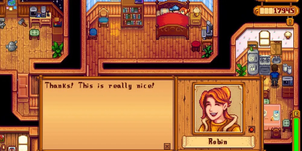 Robin receiving a gift