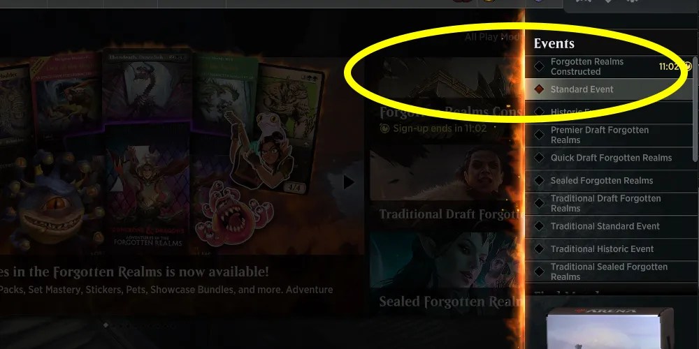 The Drafting Options in Magic Arena