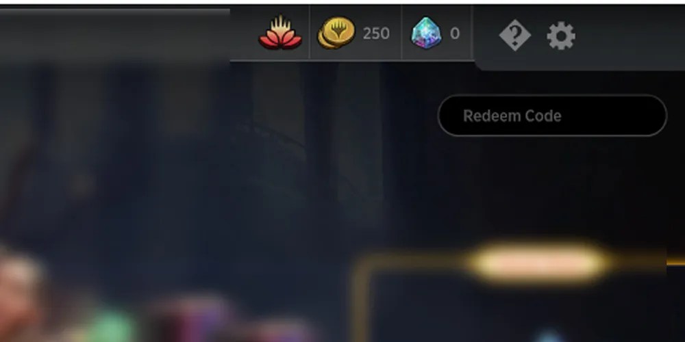 The Redeem Code option in Magic Arena