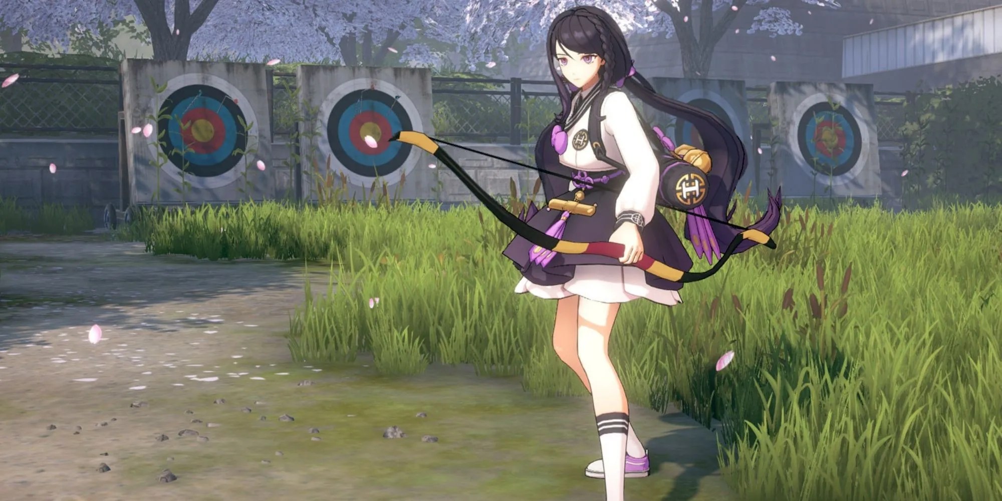 Eternal Return Hyejin 3D Character Model holding a bow standing in front of shooting targets.