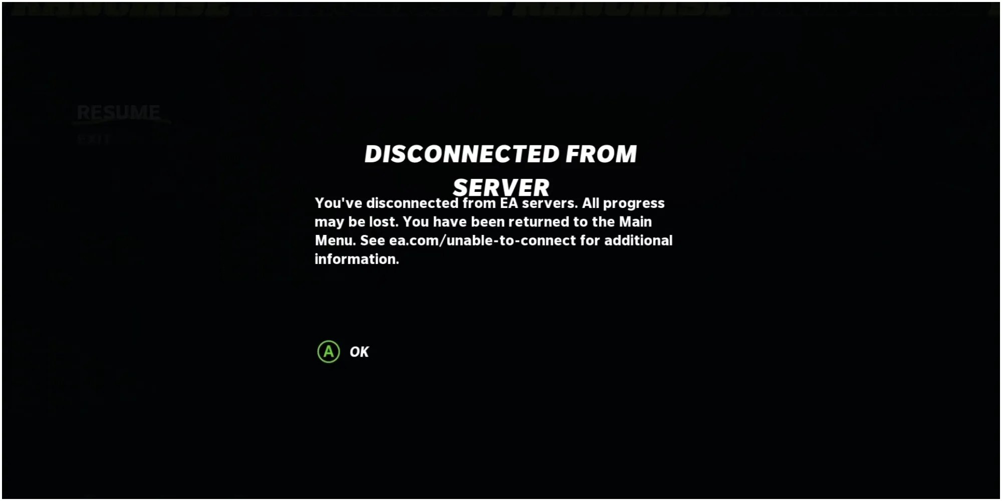 Madden NFL 22 Disconnected From The Server Error Message