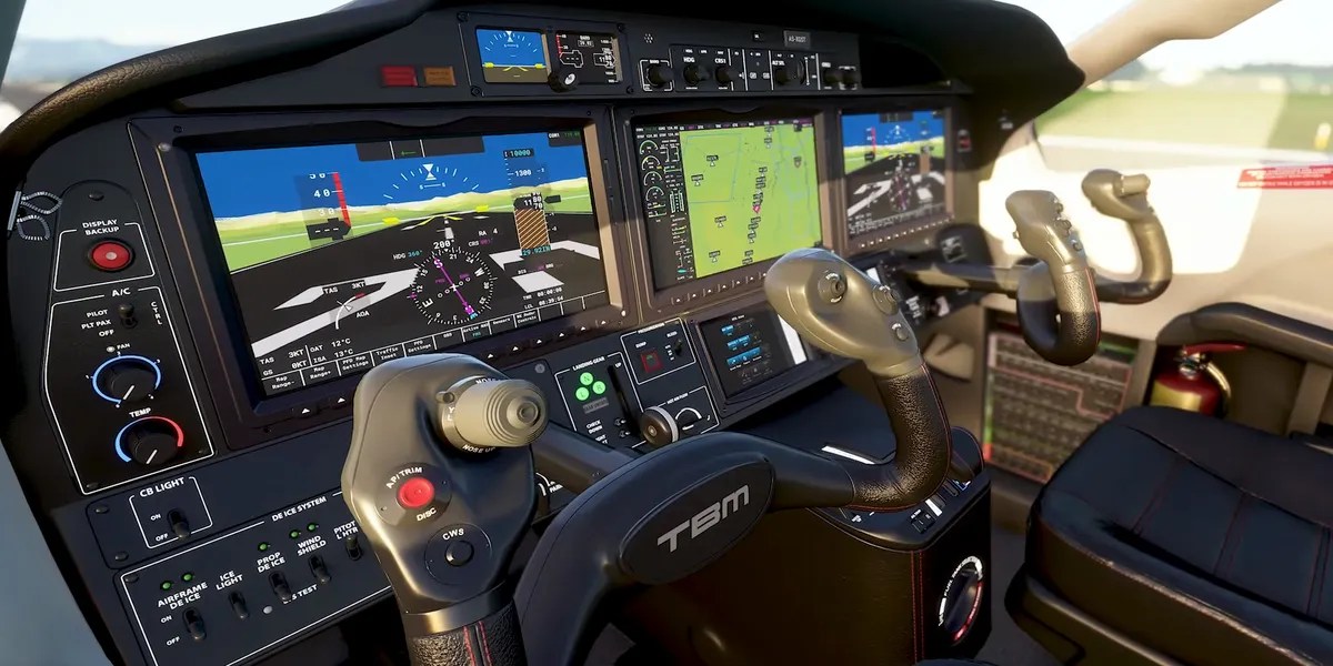 A plane&rsquo;s cockpit