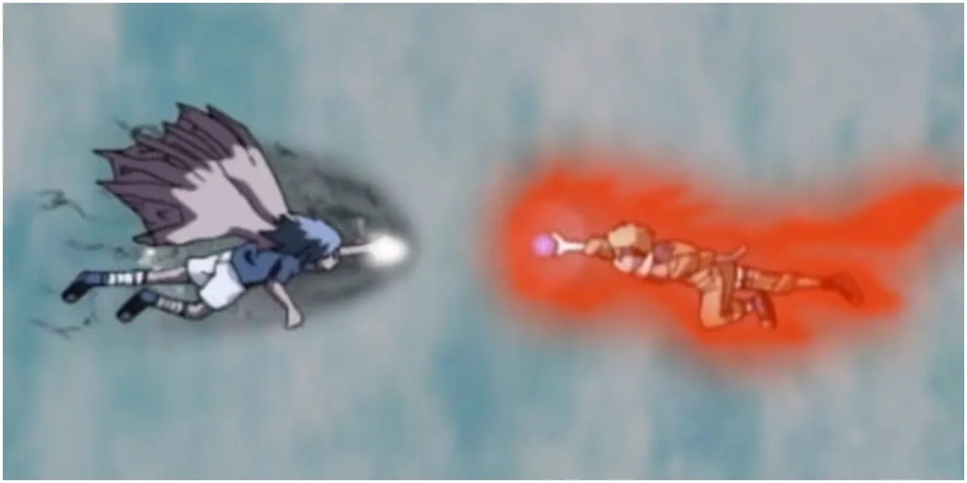 Naruto and Sasuke fighting