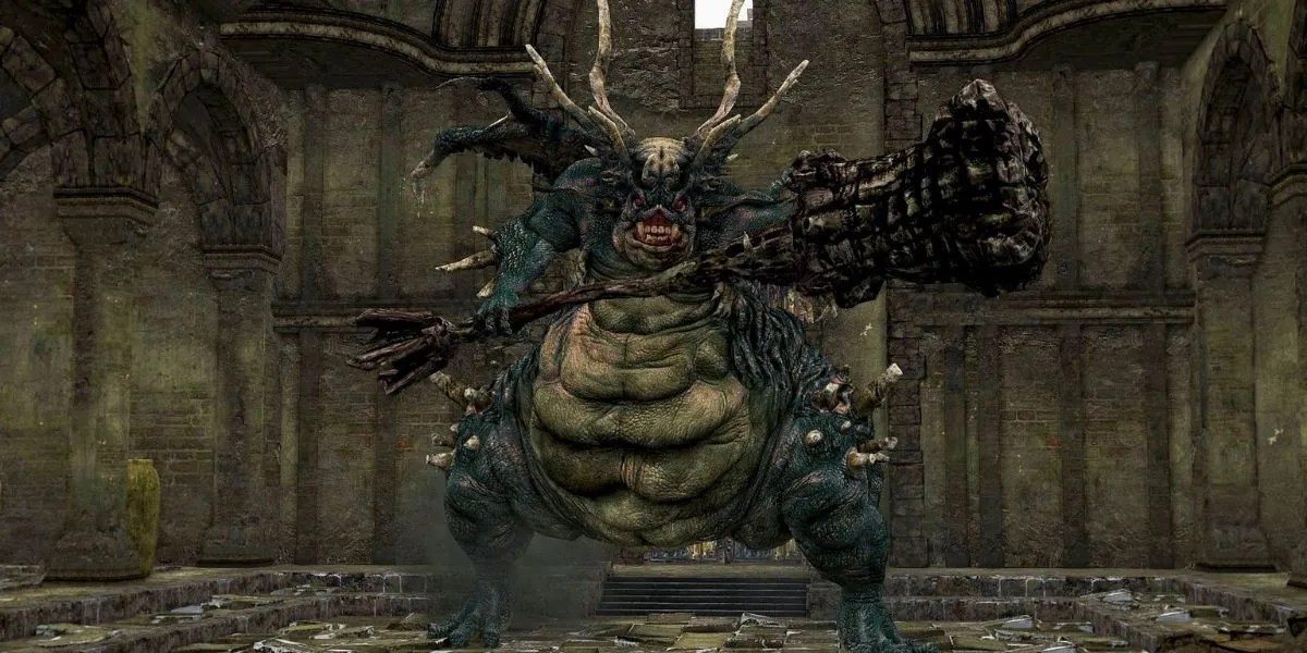 Dark Souls Asylum Demon boss guarding door