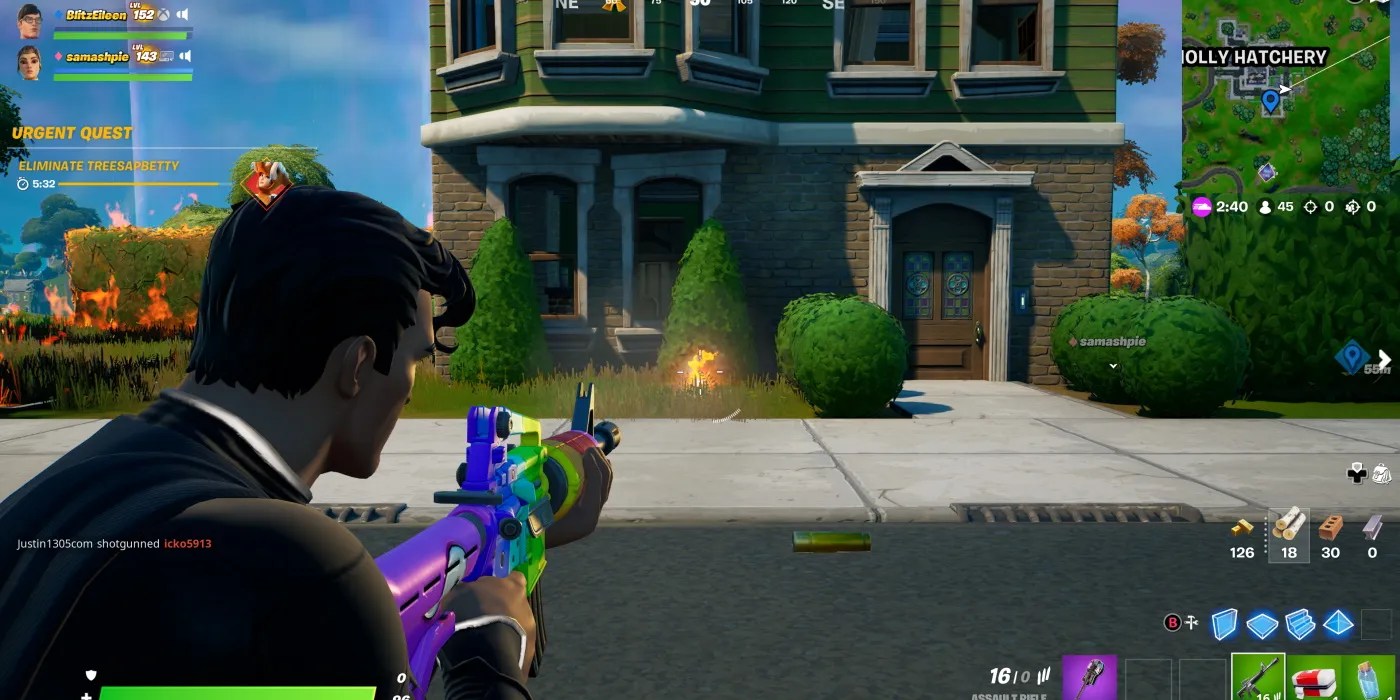 Fortnite setting fire with gas can shadow style superman
