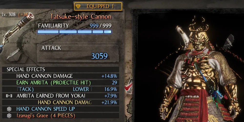 nioh gold armor shown in loadout