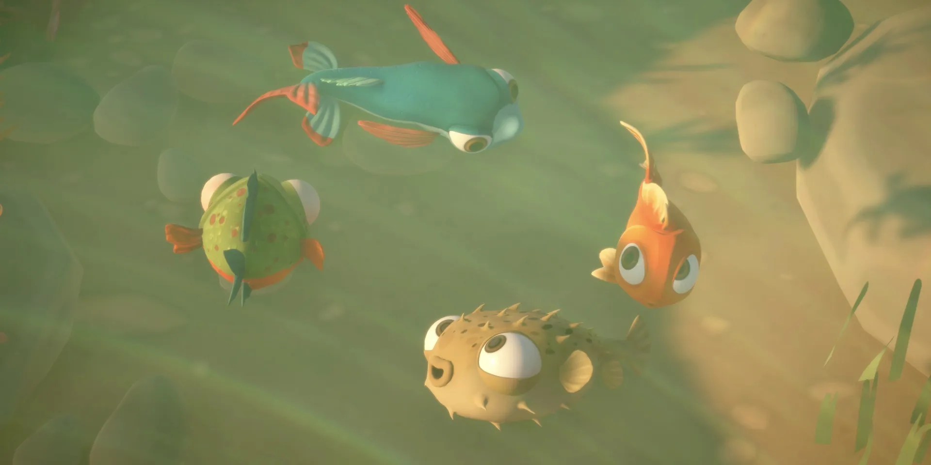All four fish reuniting in I Am Fish