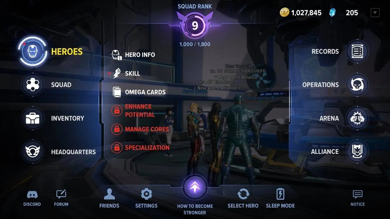 A screen with symbols on both sides and along the bottom