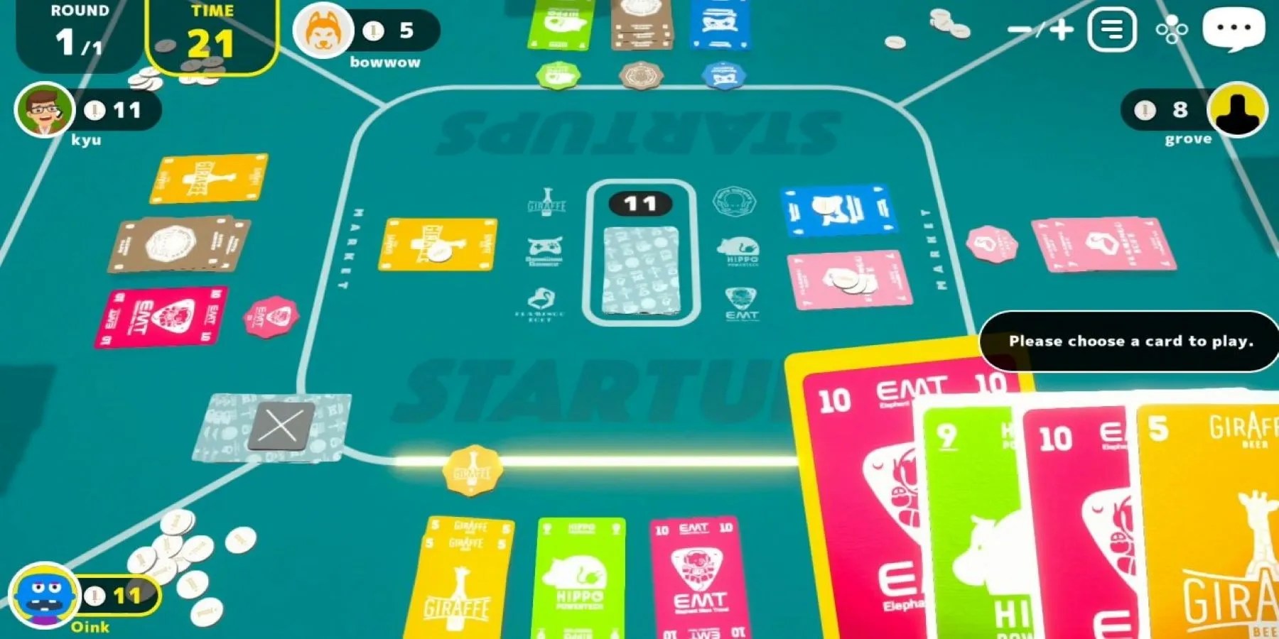 Four people playing Startups in the Let&rsquo;s Play! Oink Games launch trailer