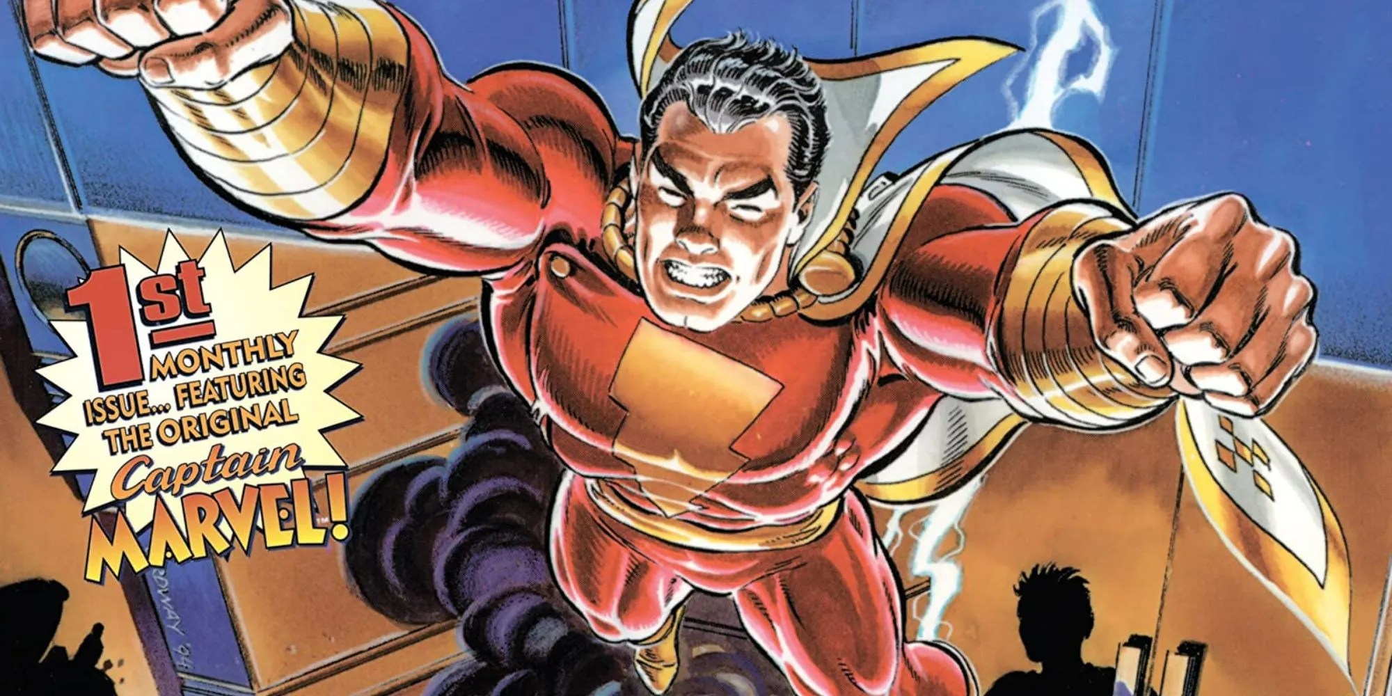 Shazam flying in The Power Of Shazam!