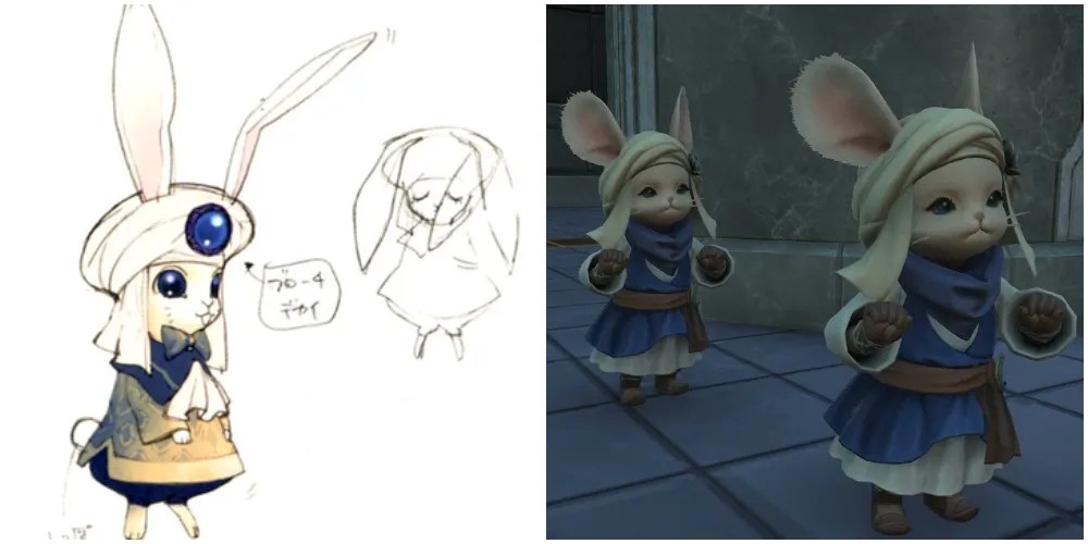 Split image of Hummingway concept art and Loporrits.