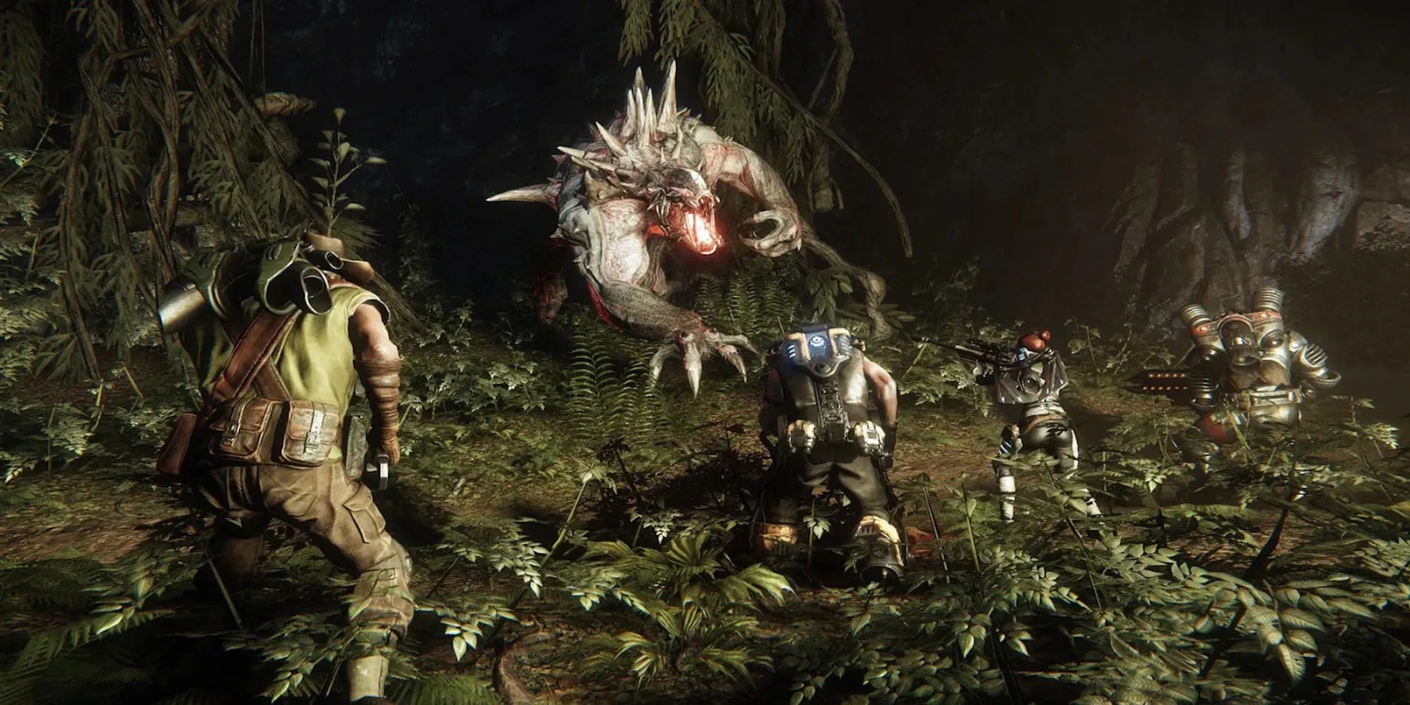 Fighting a boss in Evolve