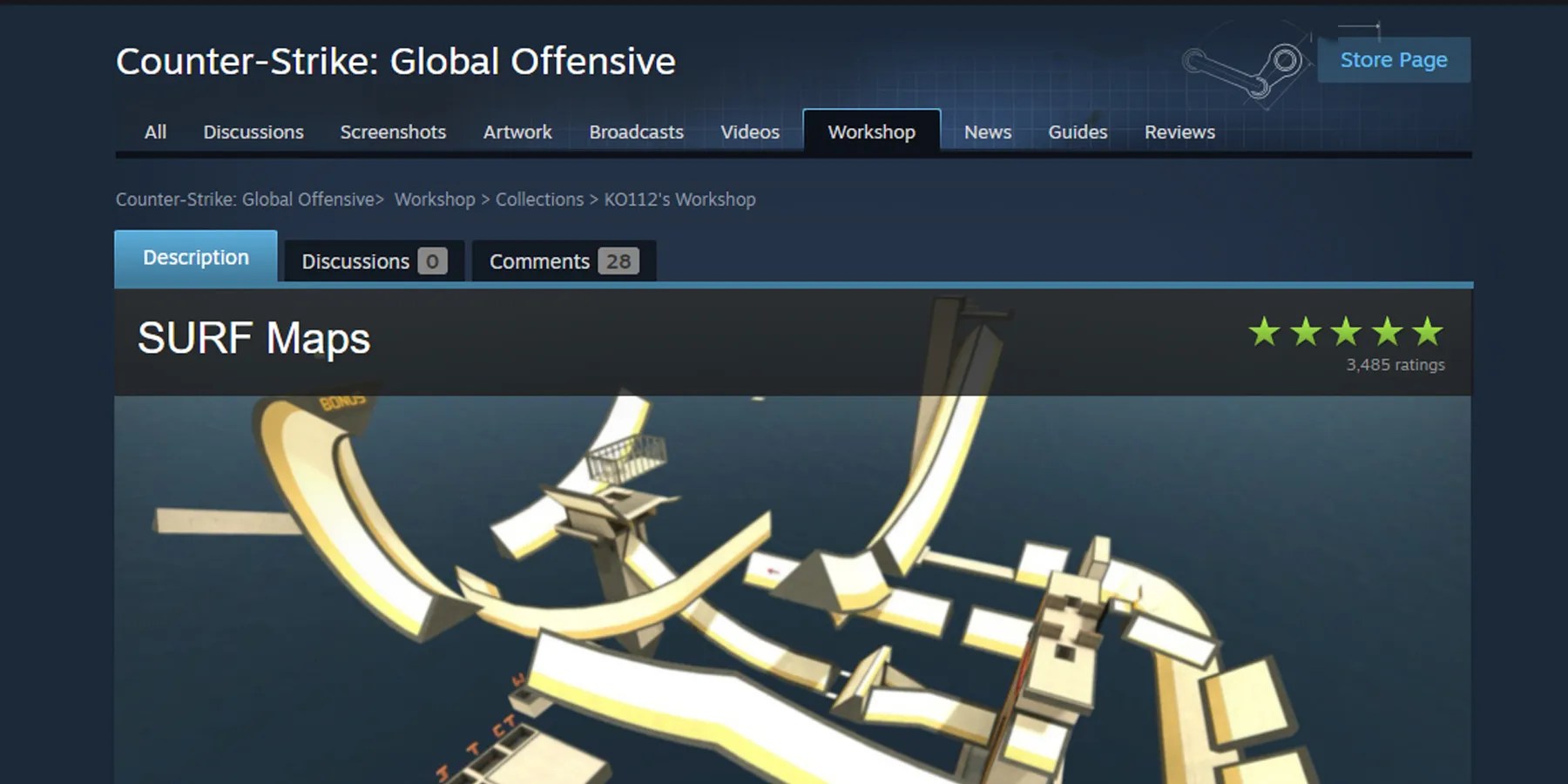 Finding a Surf Map in Steam Workshop