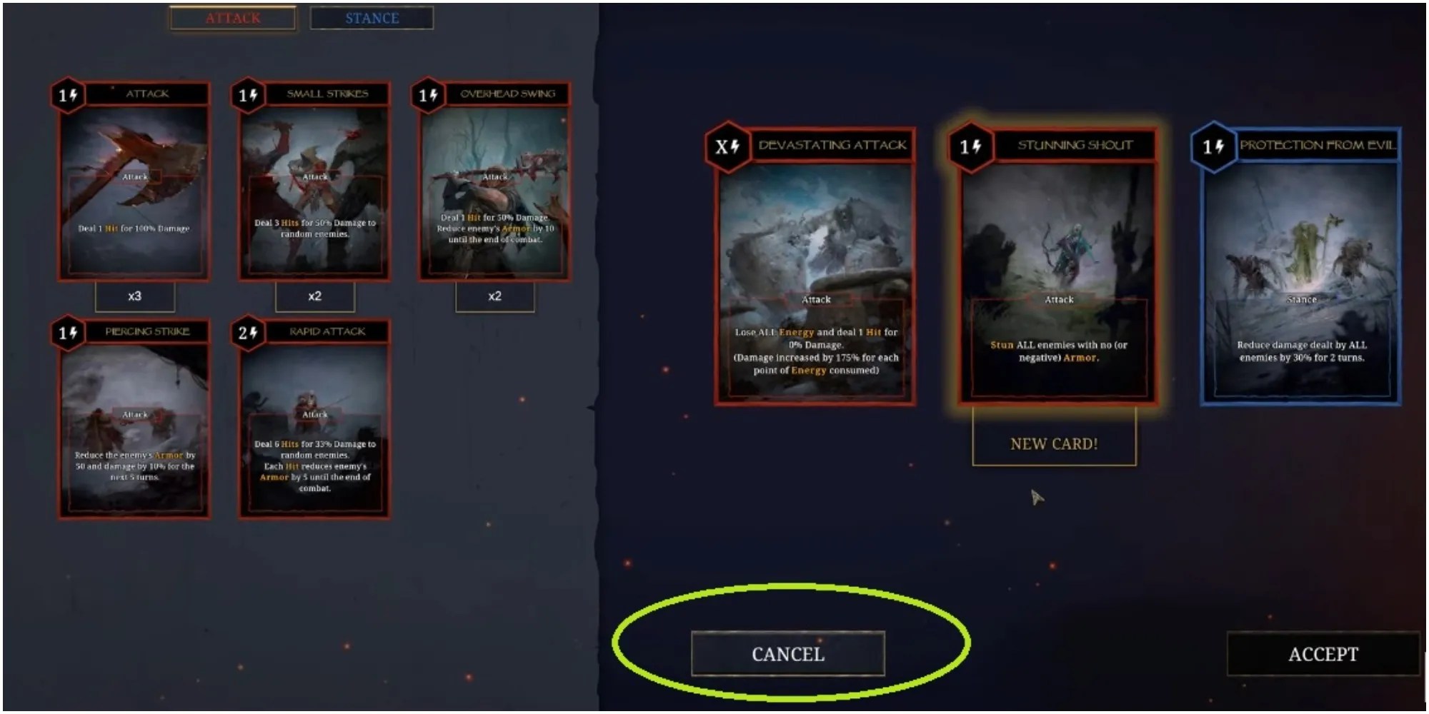 Tainted Grail Conquest Choosing To Cancel Gathering A Card During A Level Up