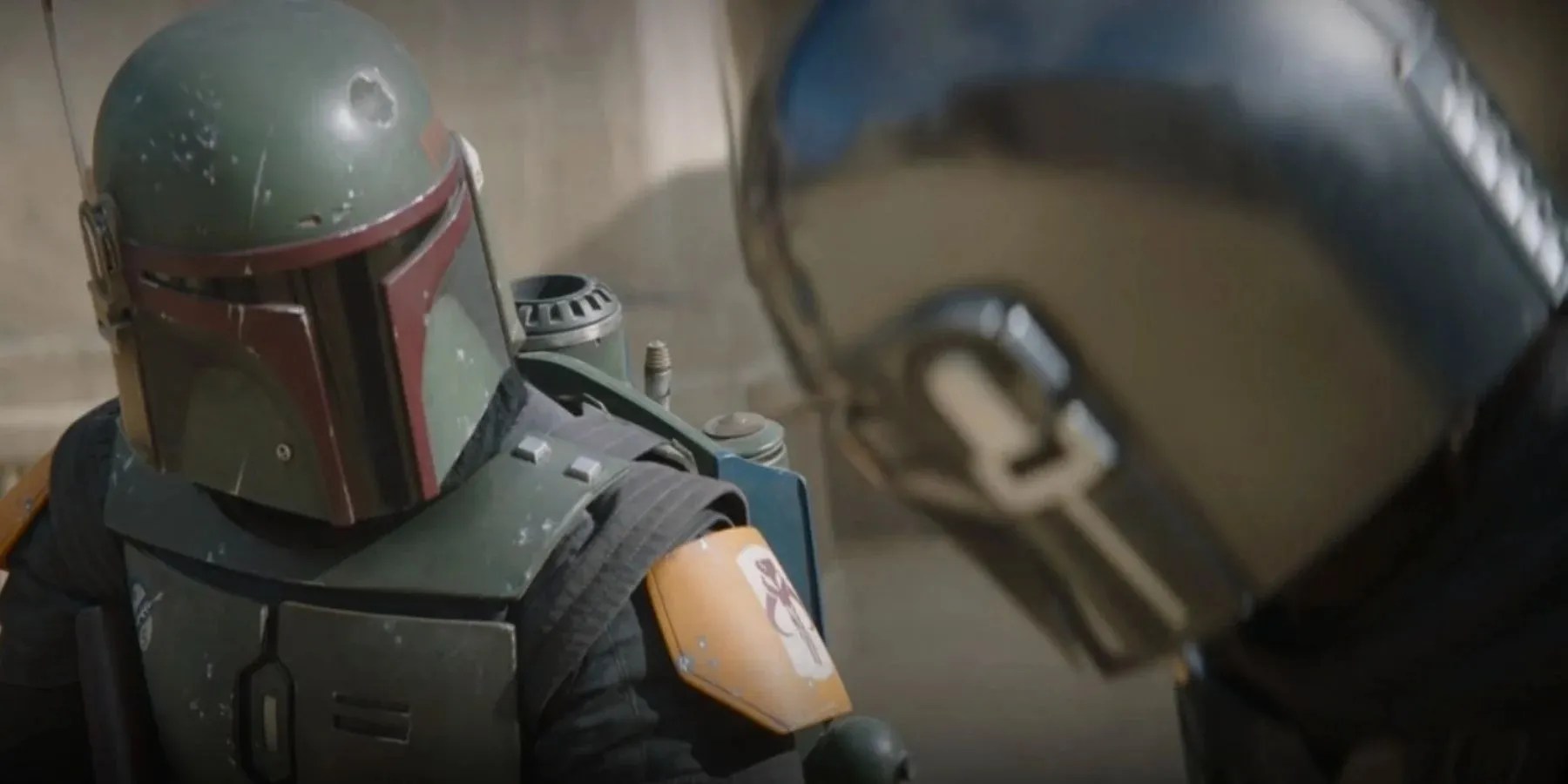 Boba talking to Mando in The Book of Boba Fett