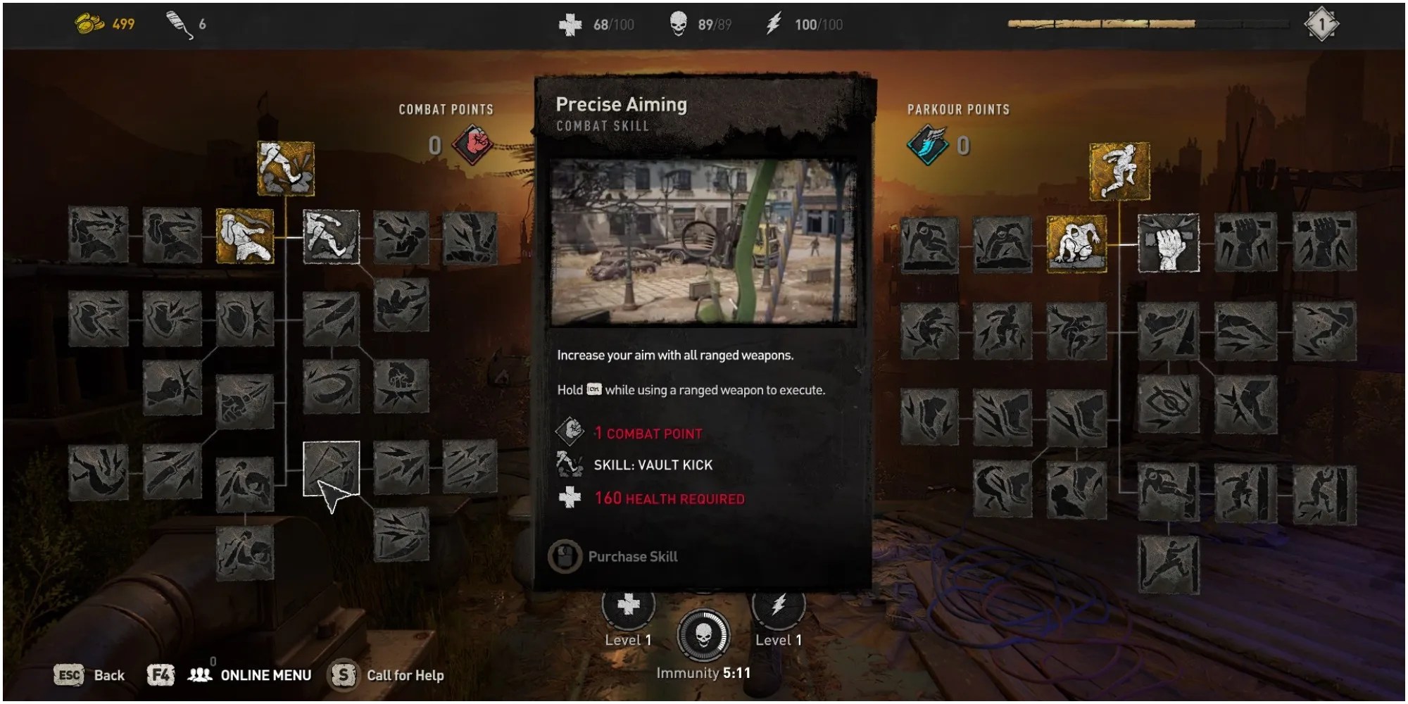 Dying Light 2 Precise Aiming Skill Description In Combat Tree