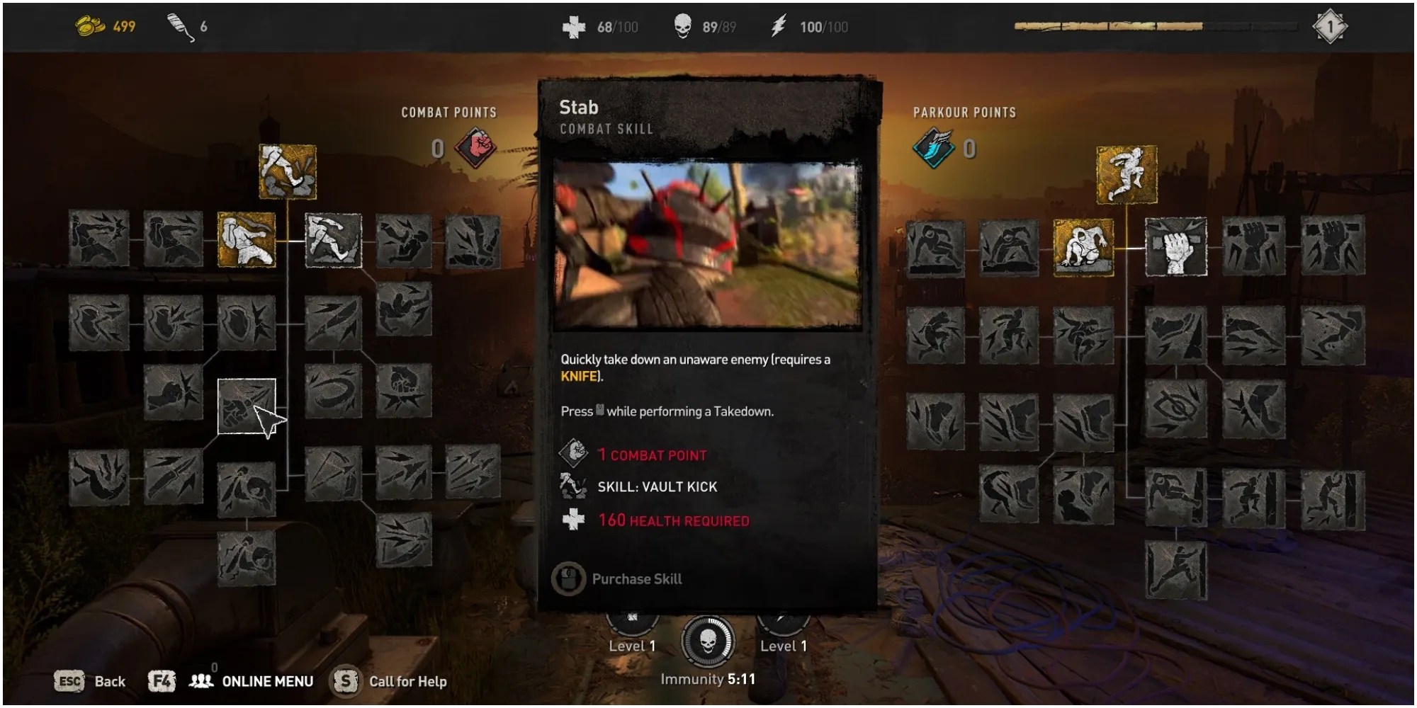 Dying Light 2 Stab Skill Description In Combat Tree